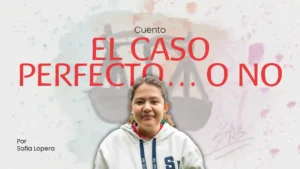 Portada ilustrada del cuento “El caso perfecto… o no”, escrito e ilustrado por Sofía Lopera Salas, estudiante de grado undécimo del Colegio Waldorf Isolda Echevarría.